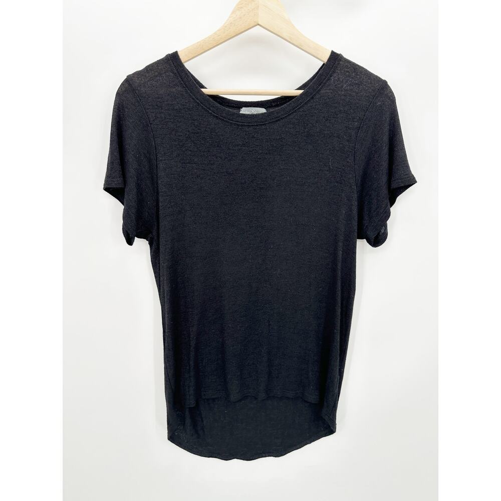 Market & Spruce Black Short‎ Sleeve Rayon Blend Tee Shirt Women's Size Small S